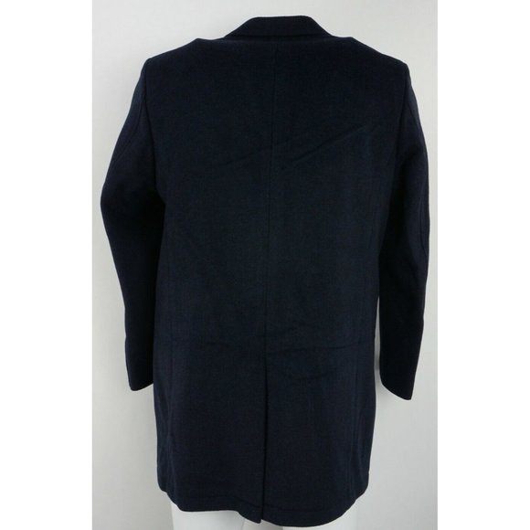 New $695 Jack Victor Jenson Mens 40R Dark Blue Flannel Wool Notch Top Over Coat - Picture 2 of 8